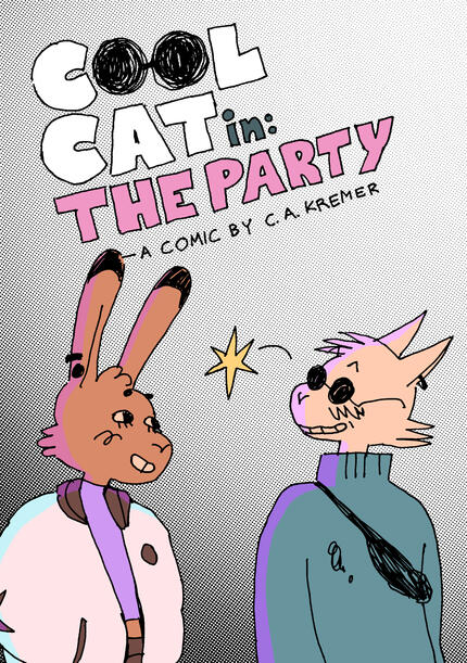 "Cool Cat in: The Party" / 09/2025 / pen, digital colour [x] [buy]