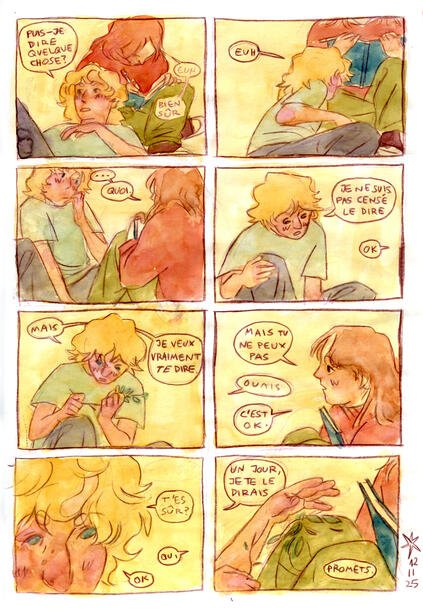 "L'enfance d'August et Gabriel: Le Secret" / 11/2025 / coloured pencil, watercolour