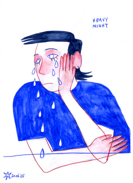"Heavy Night" / 06/2025 / watercolour pencils