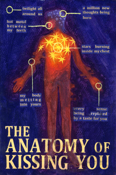 "Anatomy of Kissing" / 02/2024 / gouache, collage