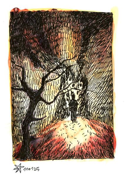 "Wildfire" / 01/2025 / watercolour, pen