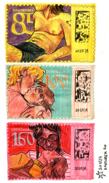 Day 20: new stamp designs / coloured pencils, alcohol marker