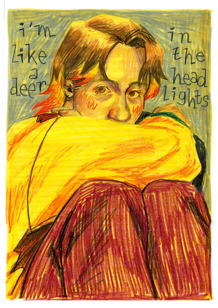 Day 18: self portrait / coloured pencils, alcohol marker