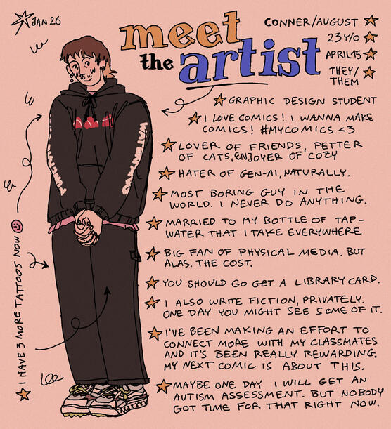 "Meet the Artist 2026" / 01/2026 / pen, digital colour