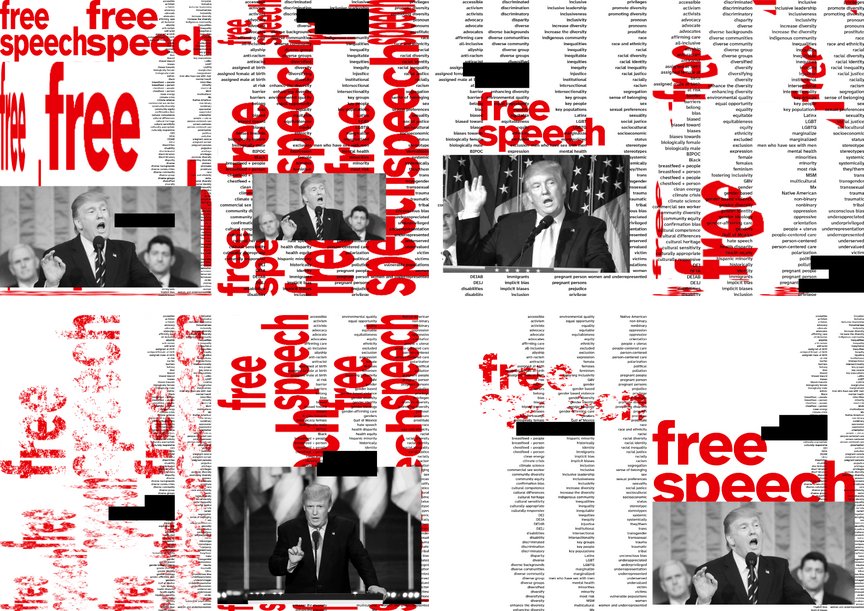 "Free Speech/Erosion" / semester project interactive media/generative design, done with Touchdesigner / Spring/Summer 2025